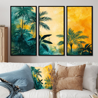 Palmiers sur une île tropicale I - ensemble de 3 palmiers