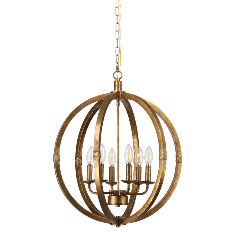 Lustre sphérique 6 lumières 20 pouces