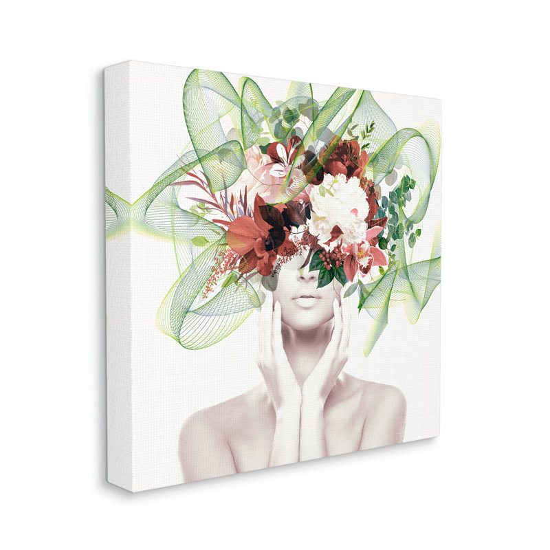 «Conceptual Flower Face Woman» par Irena Orlov - impression, H 36 po x l 36 po x P 1,5 po, Toile tendue