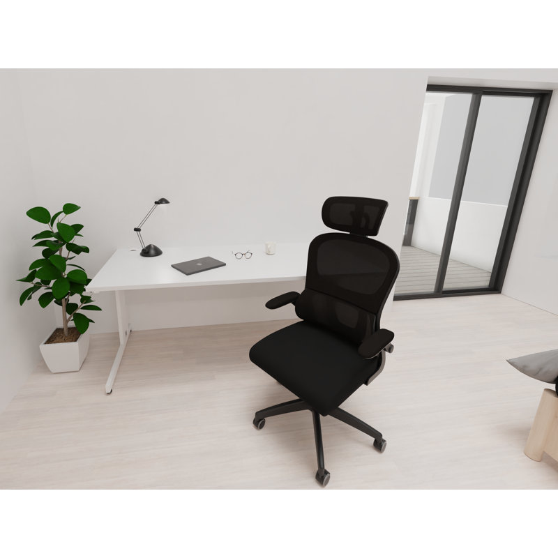 Aldarcy Polyester Blend Task Chair with Headrest, Black