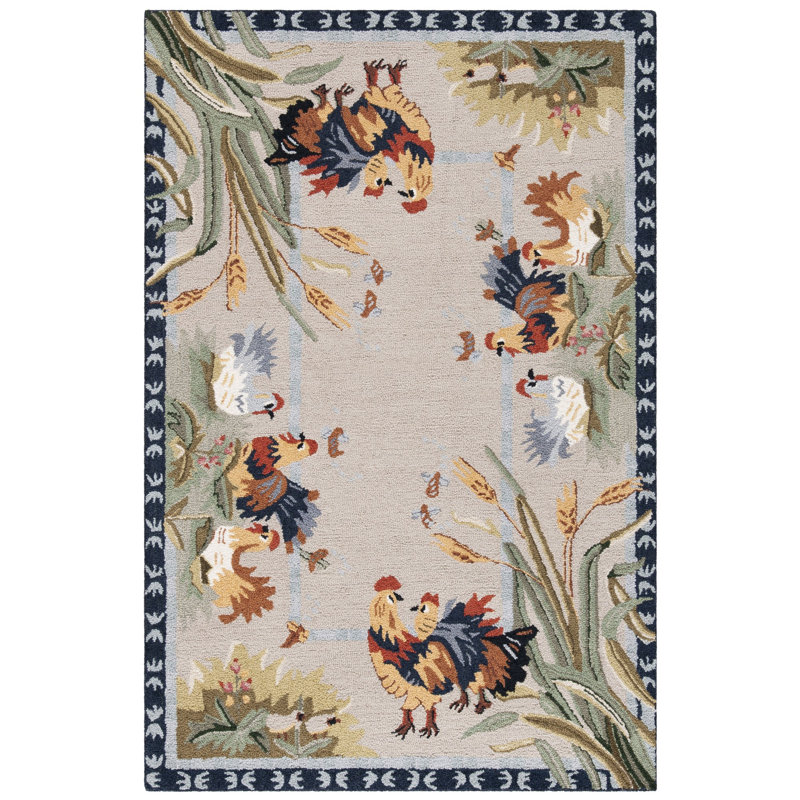 Tapis oriental en laine crocheté à la main Kinchen, Rectangle 2 pi 9 po x 4 pi 9 po