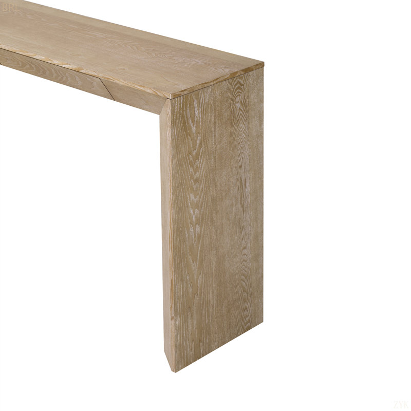 TREXM 60" Modern Farmhouse Console Table With Oval Concealed Drawers, Waterfall Design Entryway Table With Thickened Legs & Rustic Wood Grain For Living Room, Entryway & Hallway