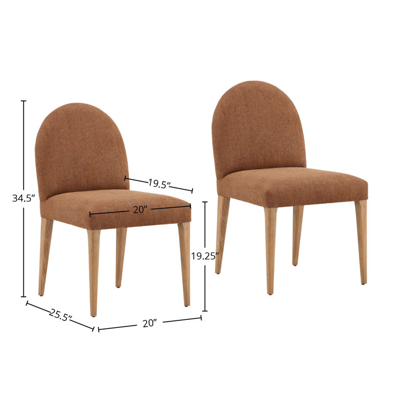 Memphis Solid Oak Wood Upholstered Dining Chair, Brown (Set of 2)