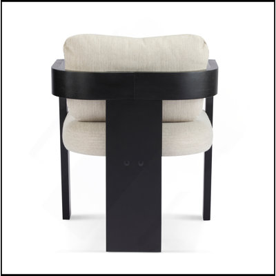 2-Pack Dining Chairs With Pillow Back, Beige Fabric, Solid Wood Frame