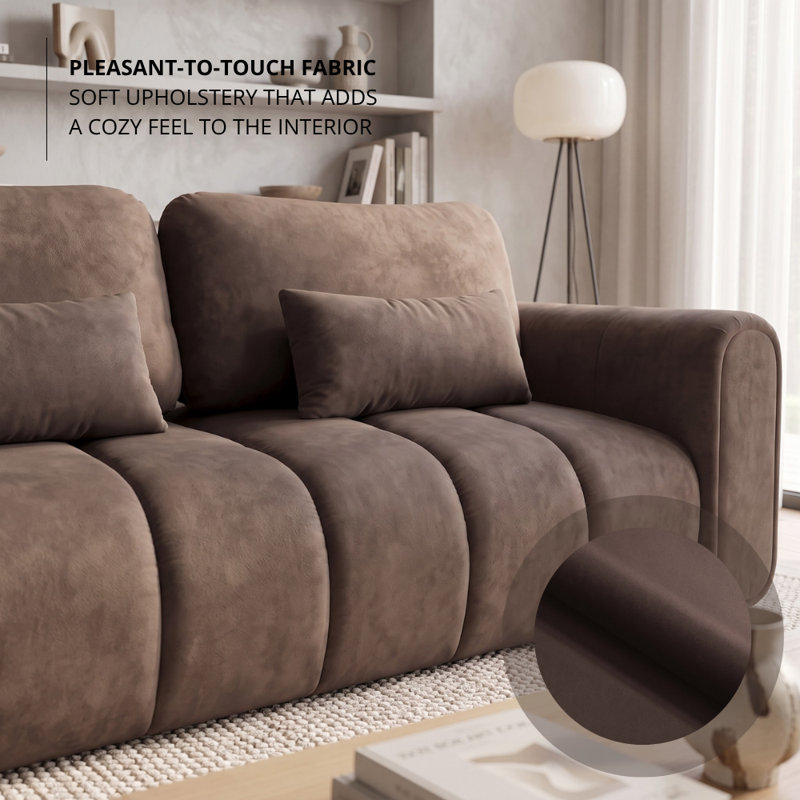 3 Seater Sofa Bed with Cushions, Brown RIVIERA 26