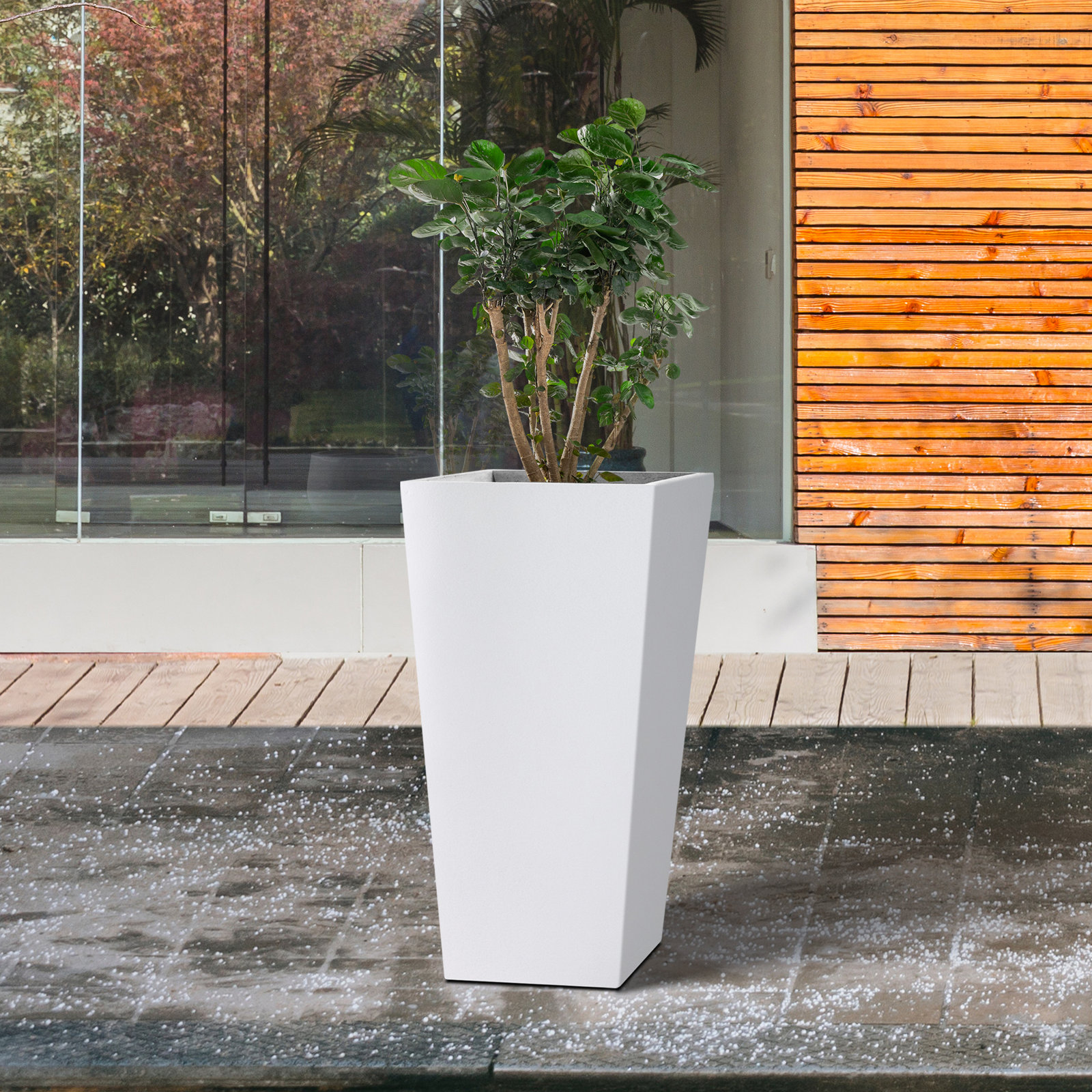 Tali 13" Rectangular Pot Planter, Pure White, 1