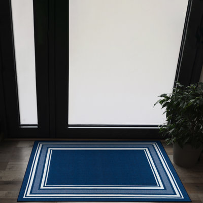 Quinnipack Dark Blue Non-Slip Area Rug