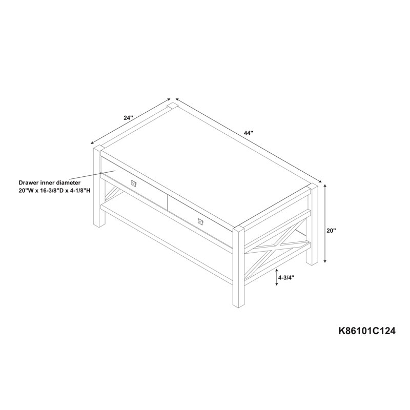 Yarnell Solid Wood Coffee Table