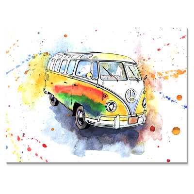 " Retro Grungy Hippy Bus "