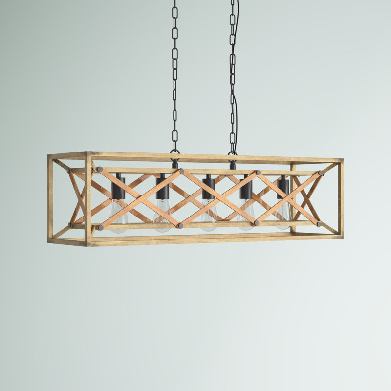 Alexia 5 - Light 35.04"W Black/Light Wood Pendant