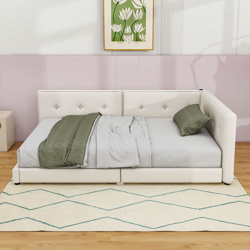 Lit plateforme tapissier Buhs, Double