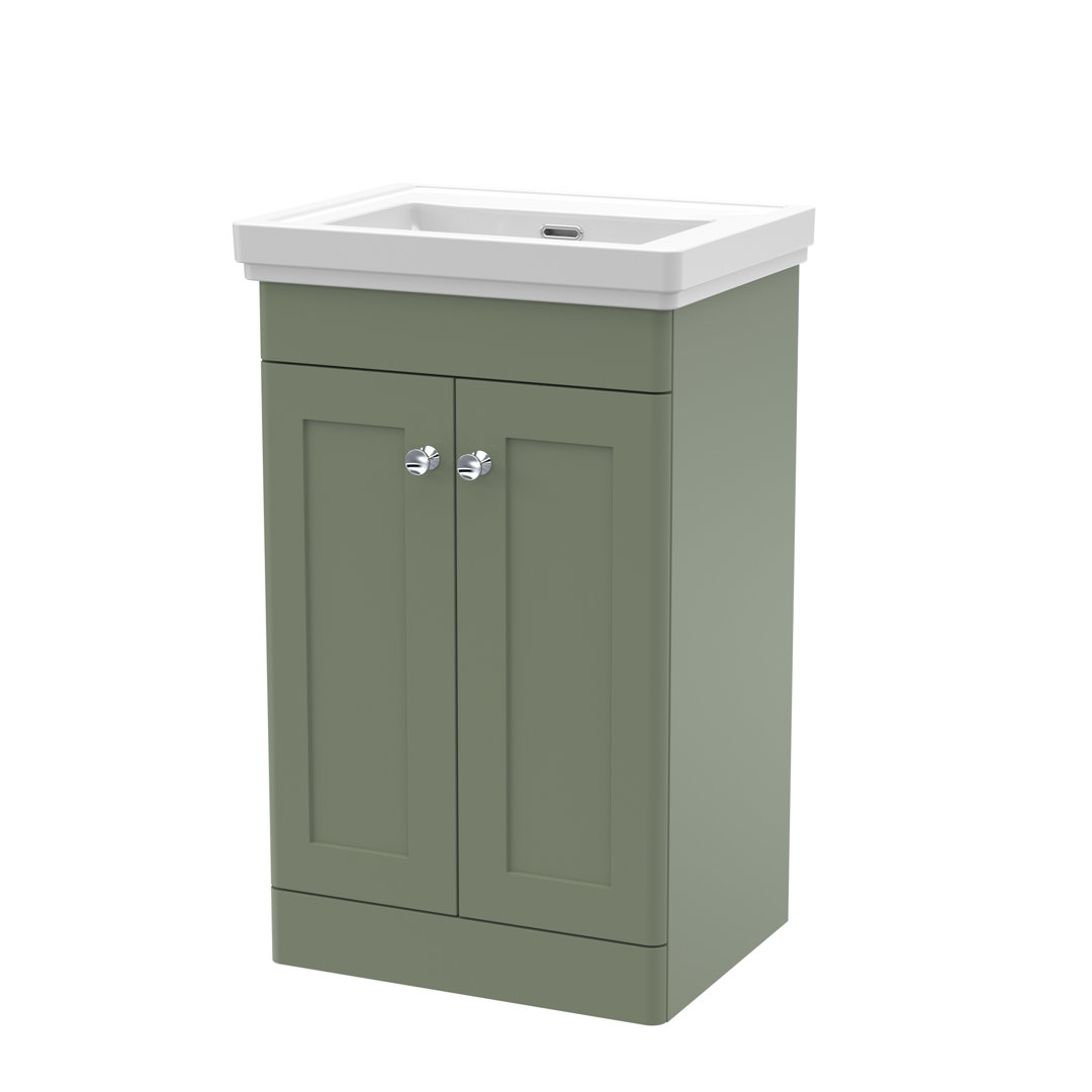 nuie Classique 500mm Floor Standing Unit and Basin - Satin Green - Image 3
