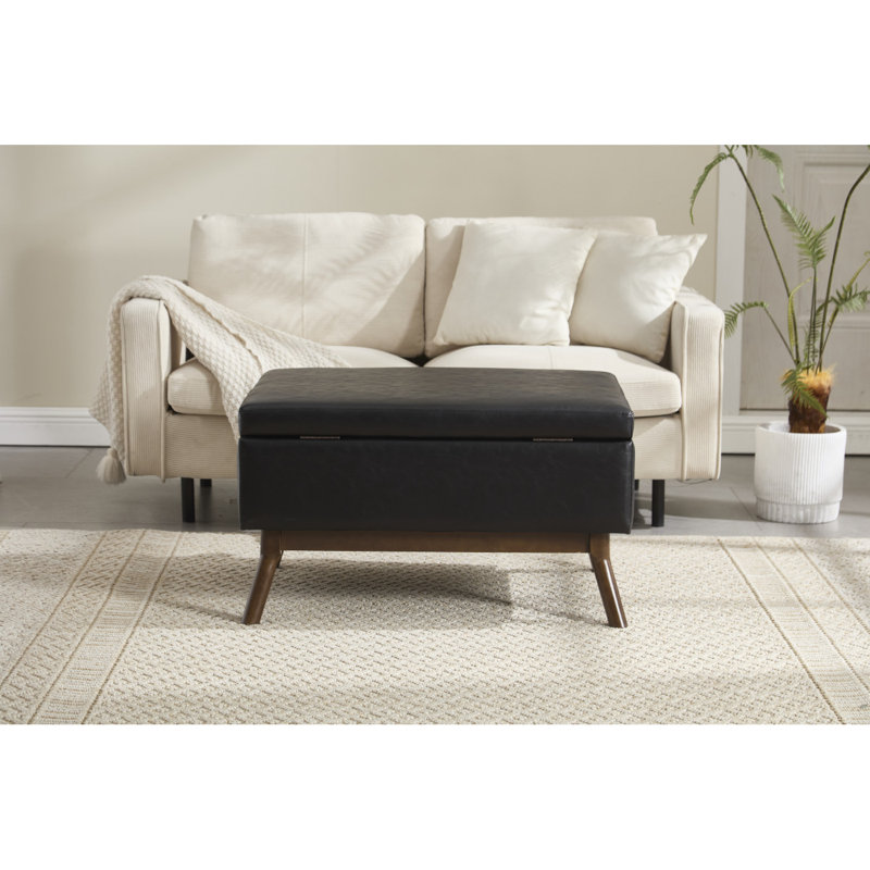 Banc de rangement Mid-Century, Noir