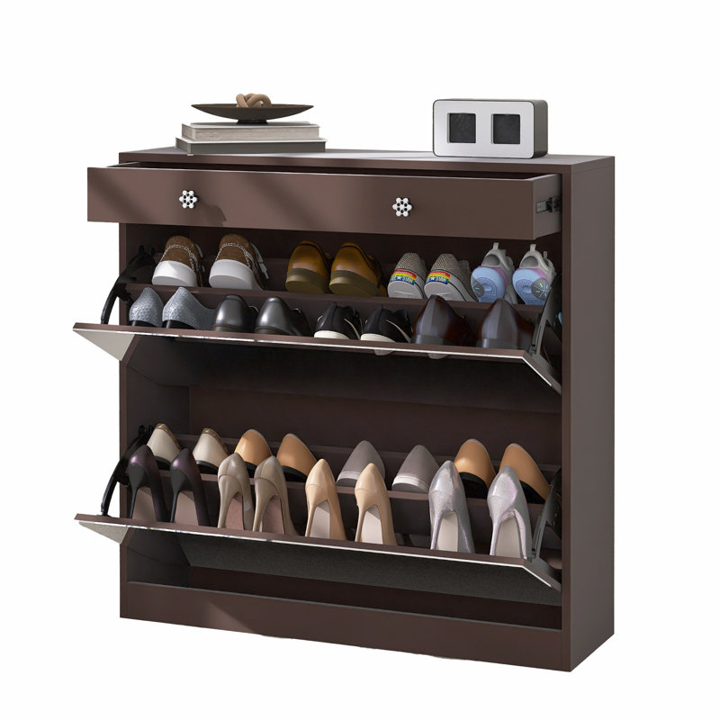 Versatile Mirror Shoe Cabinet with Multiple Drawers and Storage Layers for Home