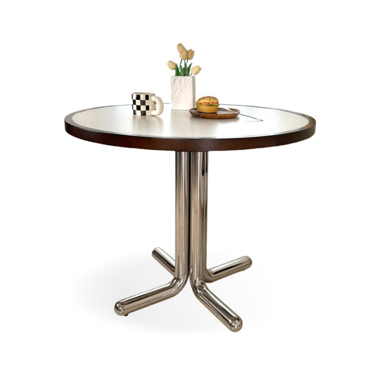 White&Silver Round Sintered Stone Dining table