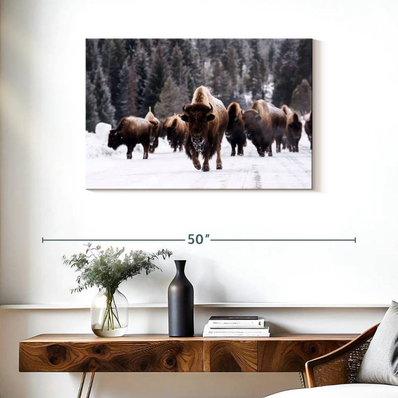 Bisons d'hiver, H 24 po x l 36 po