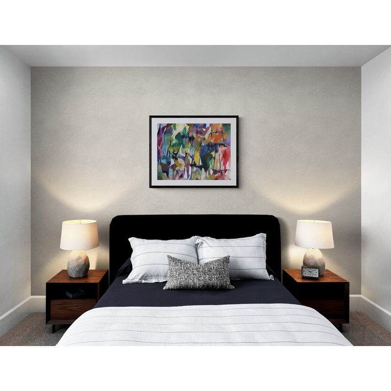 Abstract Print by Angel Estevez, Black Single Picture Framed Paper, 24" H x 30" W