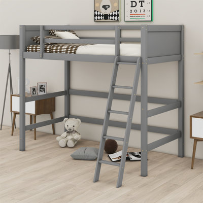 Solid Wood Loft Bed With Ladder