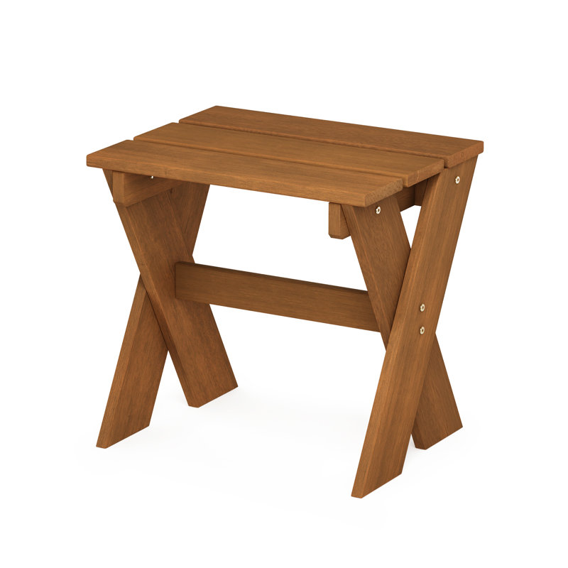 17" x 18" Meranti Wood Outdoor Patio Side Table with Flower Stand, Teak‑Oil Finish, Teak Oil