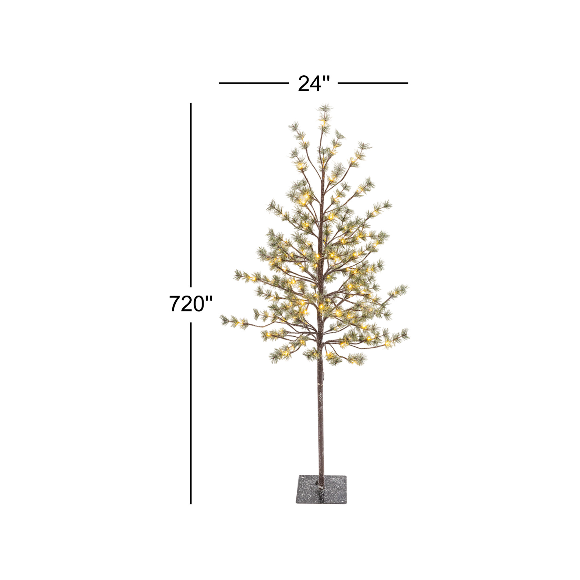 5-Foot Tall Electric Icy Pine Tree With 96 Warm White Led Lights
