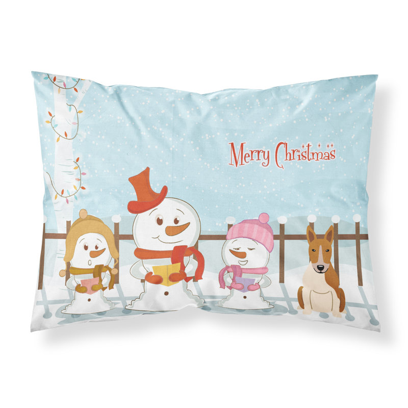 Taie d'oreiller Merry Christmas Merry Christmas, Bull terrier roux blanc et choristes