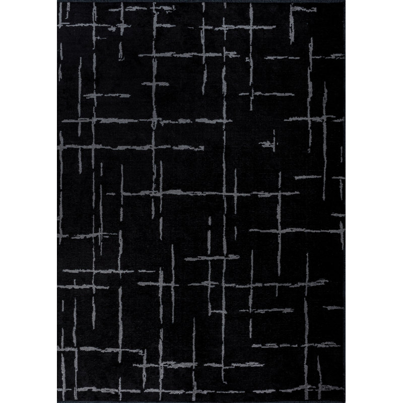 Rapture Gray/Black Geometric Luxury Area Rug, Rectangle 7'10" x 11'2"