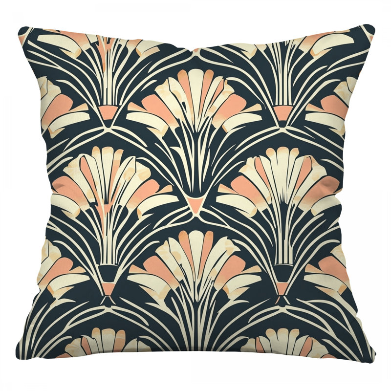 Coussin décoratif à motif de ventilateur, coussins décoratifs en sergé de coton, Carré 26 po