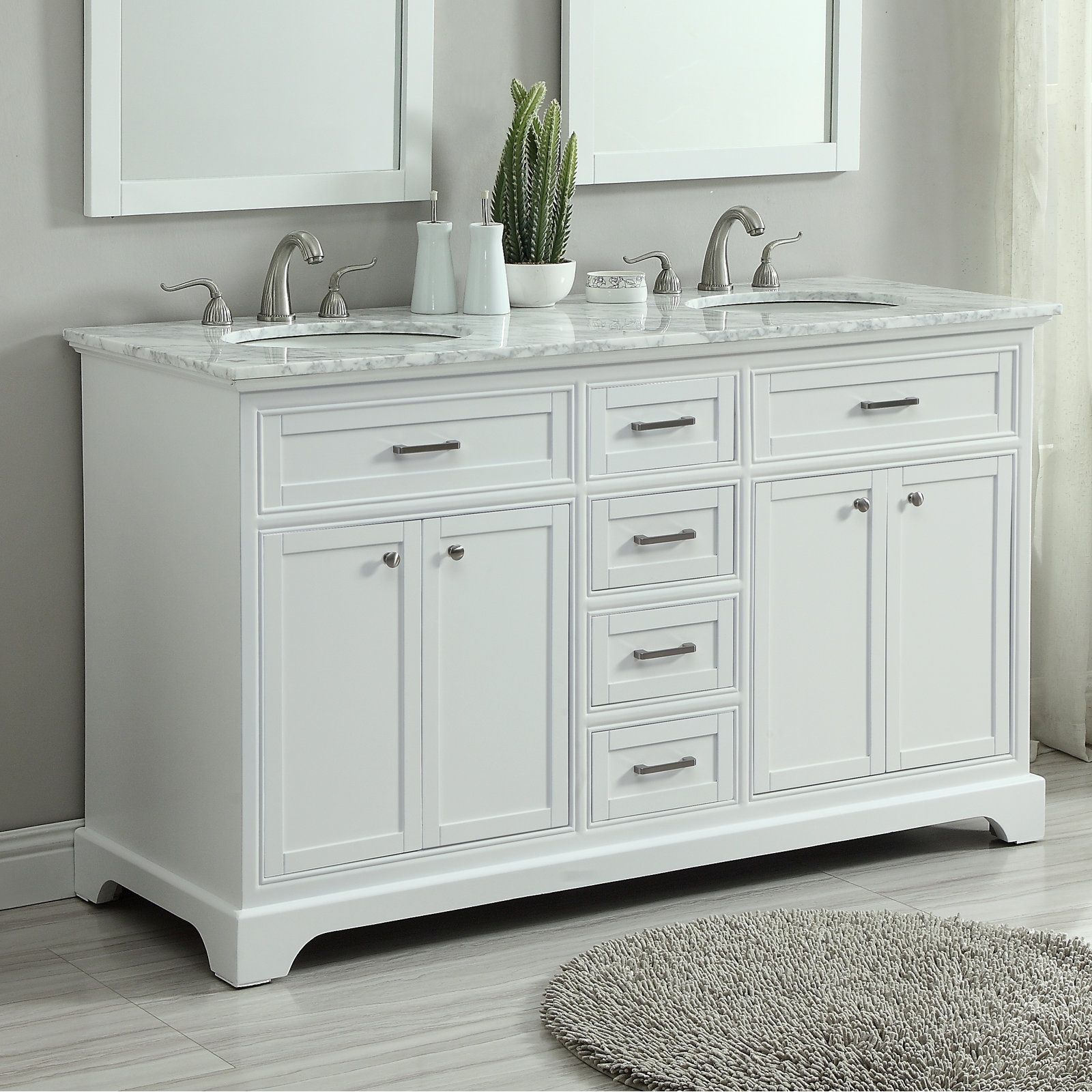 Hermes 60'' Double Bathroom Vanity, White