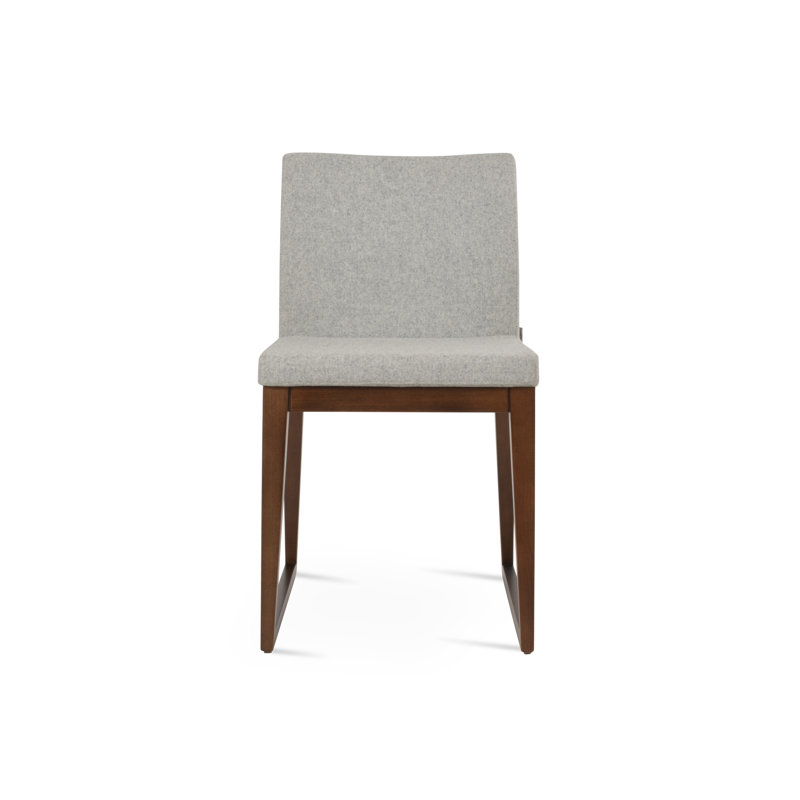Aria Sled Wood Dining Chair, Silver Wool