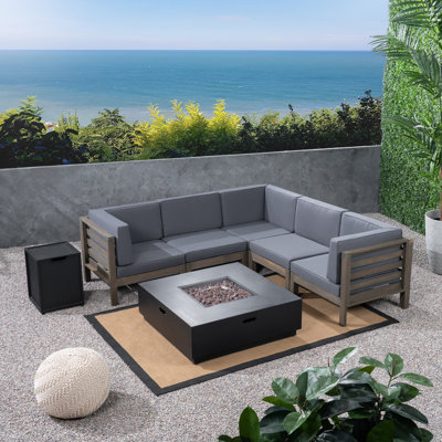 5 - Person Modular Patio Conversation Set with Cushions