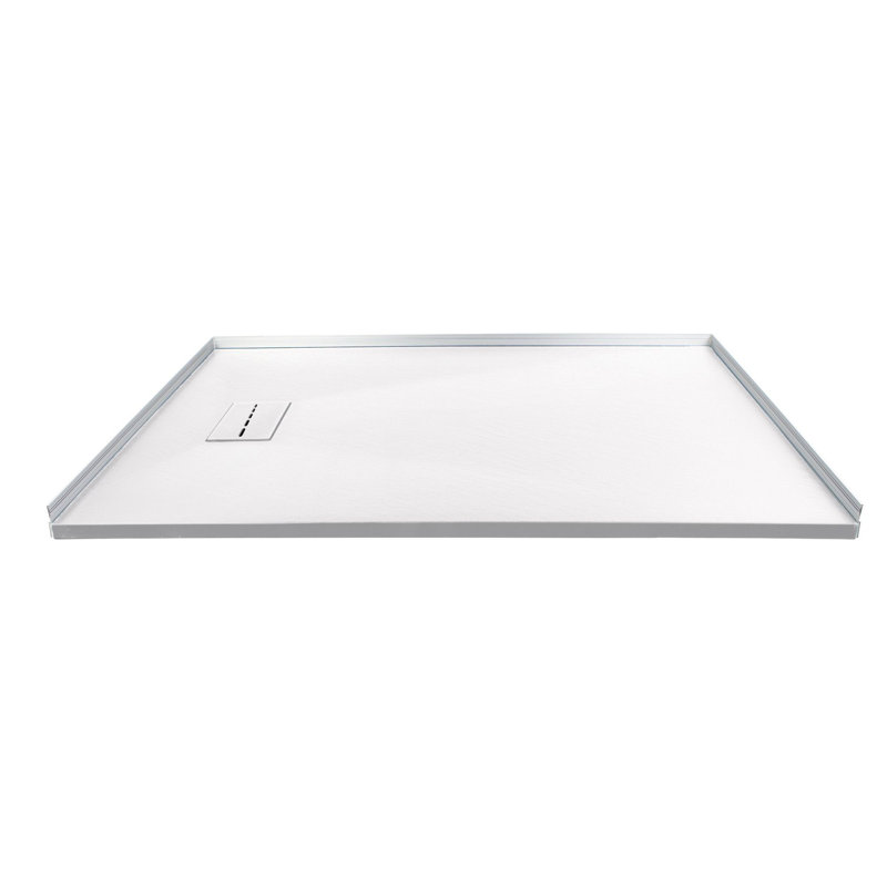 Receveur de douche Trimslate Elite 60 po x 36 po à seuil zéro avec drain d'extrémité, blanc, SMFZSE6036-31, White