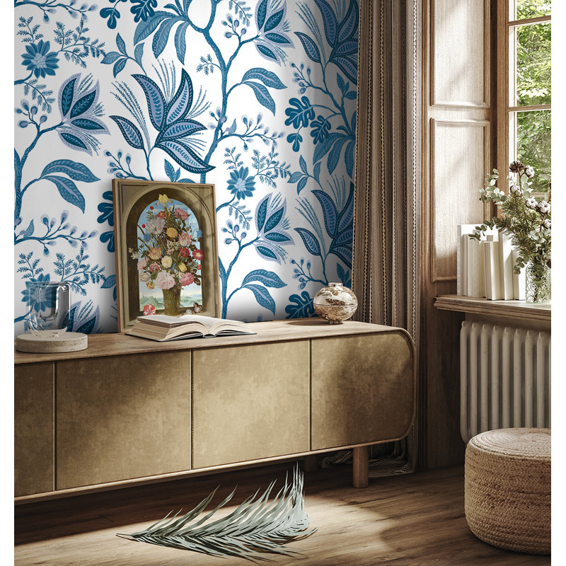 Rouleau de fleurs Addiston, Bleu / blanc / bleu marine