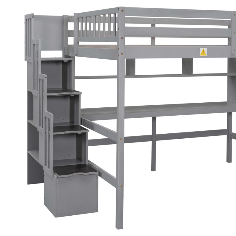 Lit mezzanine double, Gris