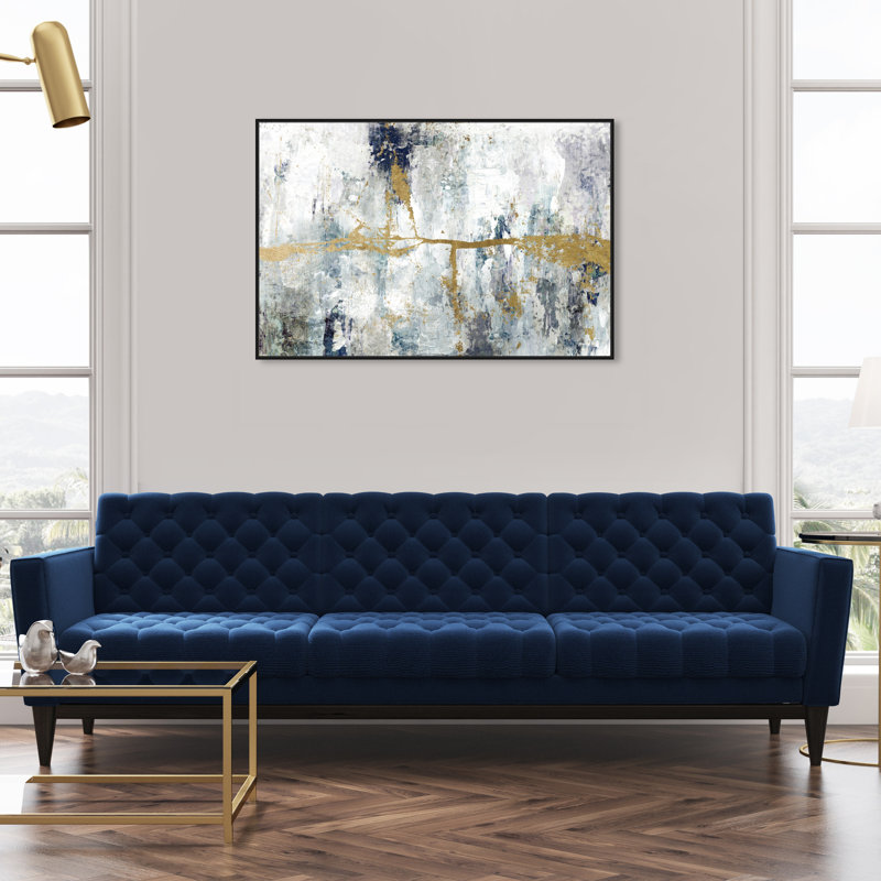 Abstract Ocean Divide - Impression sur toile, H 30 po x l 45 po, Cadre flottant noir