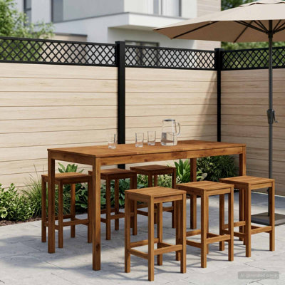 Rectangle Acacia Solid Wood Outdoor Bar Table