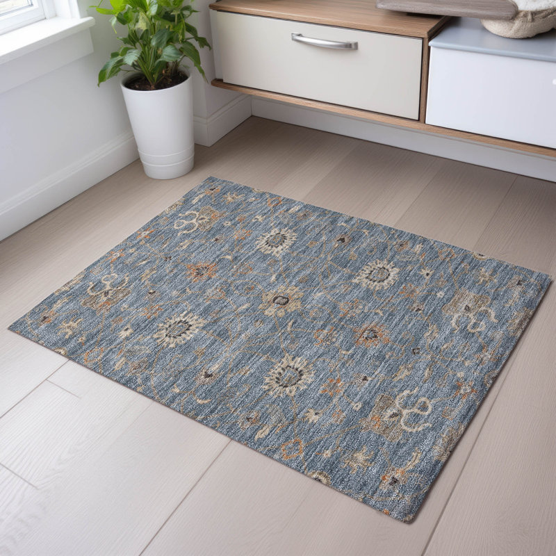Premium Machine Washable Ducote AMF1137 Global Rug, Rectangle 1'8" x 2'6"