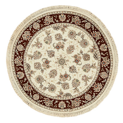 High-Quality Hand-Knotted Ivory And Wine Area Rug