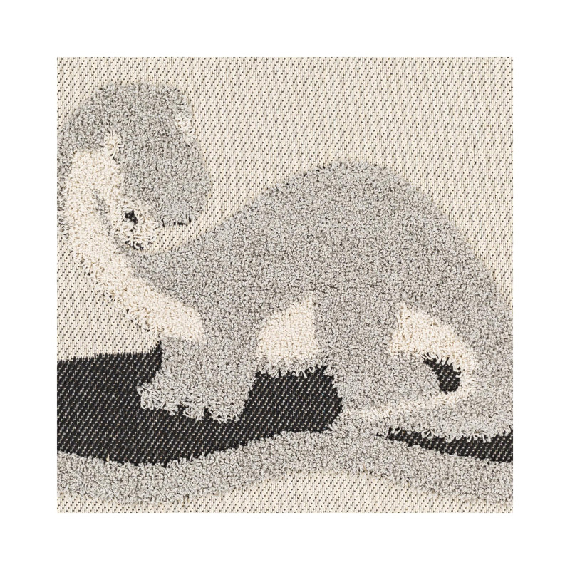 Tapis d'intérieur / extérieur rond en polypropylène tissé à la machine gris / crème Gerritdina, Rond 7 pi 10 po