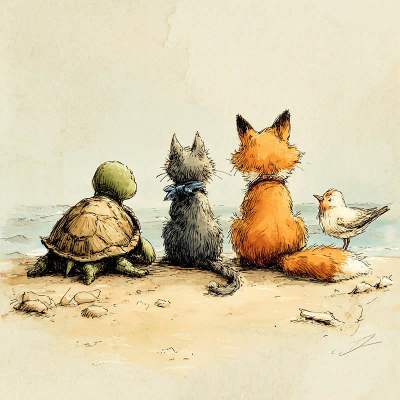 Shoreline Pals - Art mural sur toile tendue, H 40 po x l 40 po