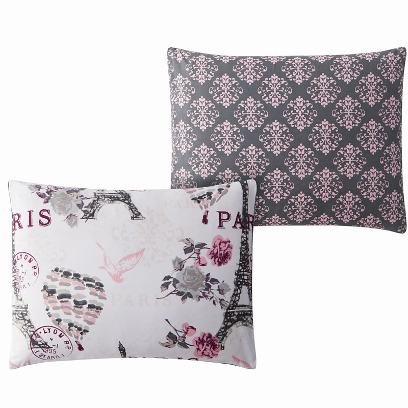 Ensemble d'édredon réversible Darcy, Rosé / Gris, Édredon grand + 7 articles supplémentaires