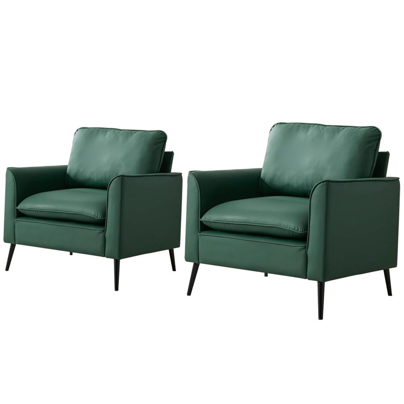 Cat Paw Leather Upholstered Sofa 2PC Green,Nordic Retro Light Luxury Living Room Balcony Bedroom Single Casual Sofa Chair