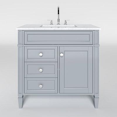 Ensemble de meuble-lavabo autoportant 36 po Alexxis gris Empire avec plateau en marbre de Carrare