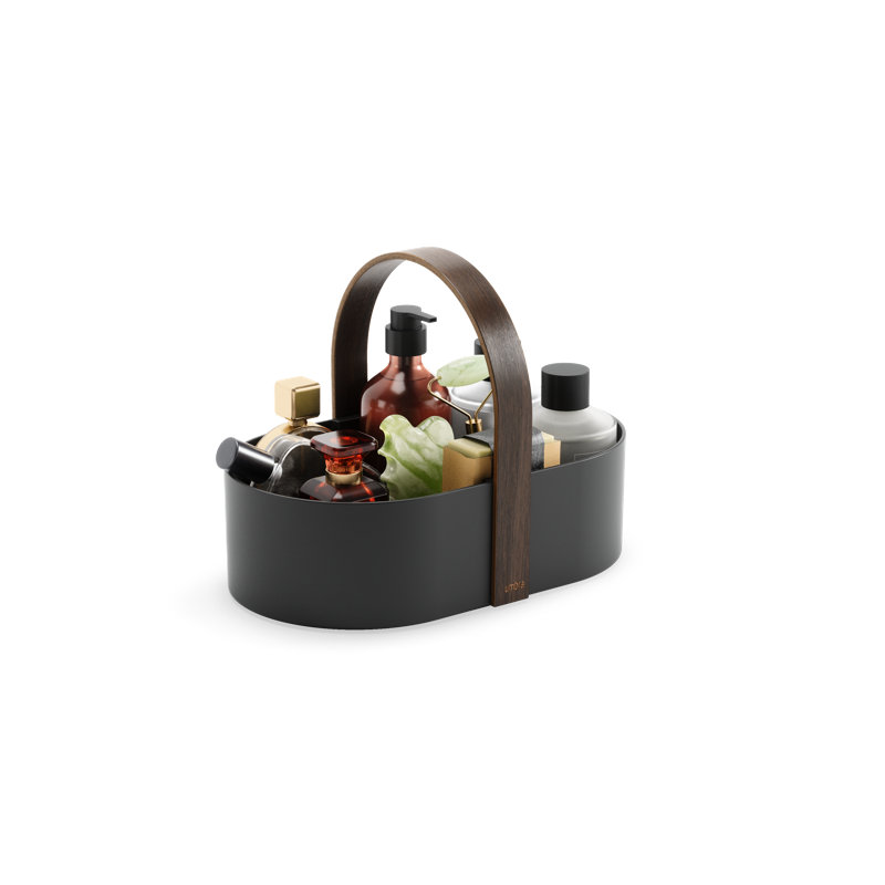 Bellwood Plastic Compartment Makeup Organiser, Black/Walnut