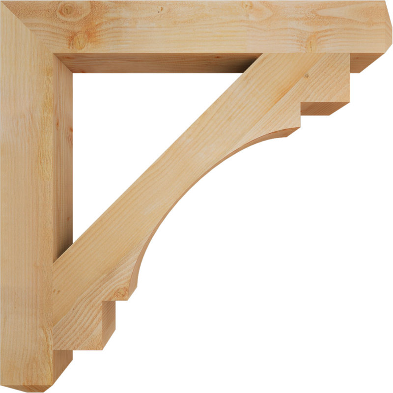 6"W x 46"D x 46"H Merced Craftsman Rough Sawn Bracket, Douglas Fir, Douglas Fir, 46" H x 6" W x 46" D