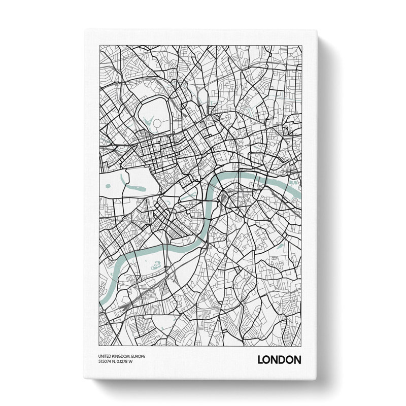 Map London UK - Wrapped Canvas Print, 50cm H x 35cm W x 3cm D