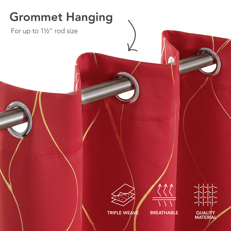 Valmar Blackout Curtain Pair, Red, Width 132 x Drop 183cm