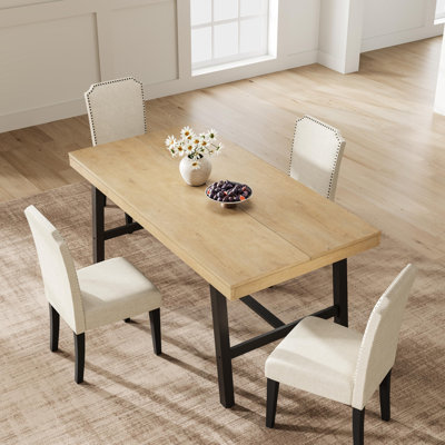 Industrial 55" Dining Table for 2-4 – Rectangular Kitchen & Dining Room Table – Sturdy Metal Legs – Space-Saving for Apartment, Home Office