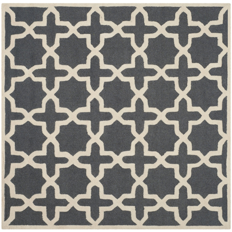 Igna Hand Tufted Wool Geometric Rug, Square 6'
