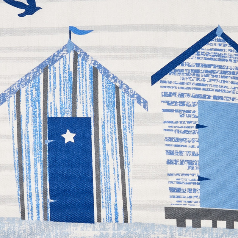 Beach Huts Indoor / Outdoor Square Cushion Cover, Blue