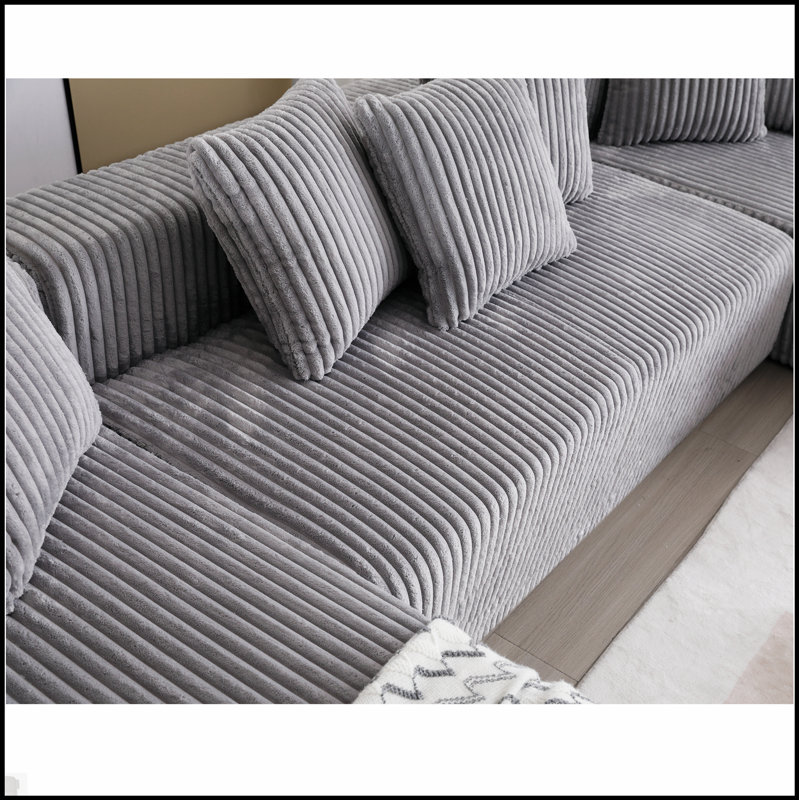 Canapé modulaire en forme de U de 131 po avec velours côtelé rayé, parfait pour le confort et le style dans n'importe quel salon